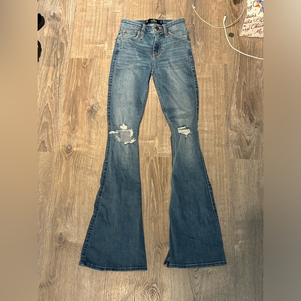 Hollister Distressed Blue Flare Jeans